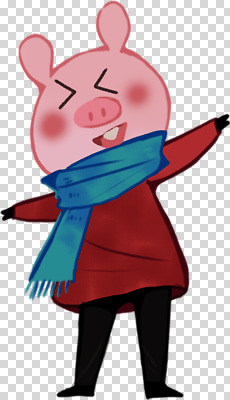 옷 계절 감정 컬러 컨셉 포유류 문화예술 목도리 파일형식 돼지 캐릭터 겨울 스카프 춤 행복 귀여움 빨간옷 파란색 즐거움 사람 날씨 표정 편집이미지 PNG