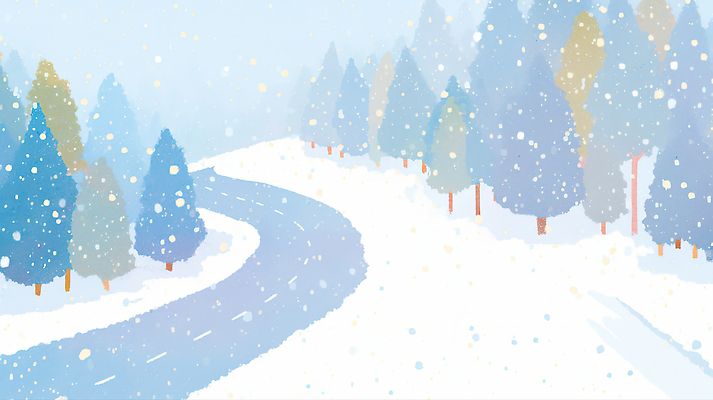 JPG 나무 계절 도로 길 겨울 일러스트 자연 아침 날씨 산 풍경 파란색 고요 흰색 숲 조용 기온 뷰티풀 국내일러스트 AI일러스트 AI콘텐츠 주간 식물 컬러 교통시설 생태계 파일형식