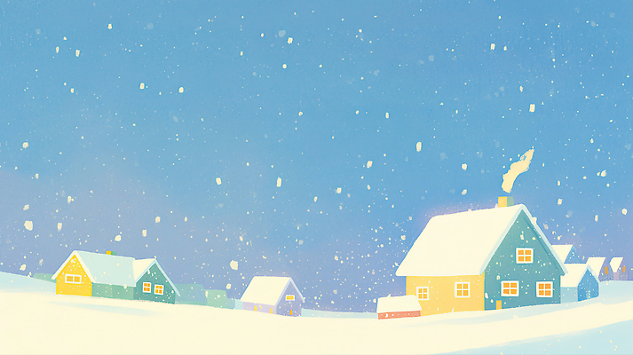 JPG 겨울 일러스트 자연 수채화 주택 따뜻함 풍경 평화 마을 흰색 농촌 눈송이 분위기 연기 저녁 조용 국내일러스트 AI일러스트 AI콘텐츠 계절 컬러 컨셉 눈_날씨 건물 시골 야간 생태계 파일형식