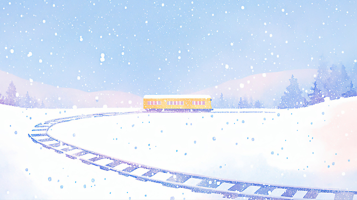 JPG 나무 여행 이동 설경 겨울 곡선 일러스트 자연 하늘 산 눈꽃 풍경 노란색 평화 기차 추위 대기 조용 기차역 국내일러스트 AI일러스트 AI콘텐츠 식물 계절 선 육상교통 컬러 컨셉 대중교통 눈_날씨 역 생태계 파일형식