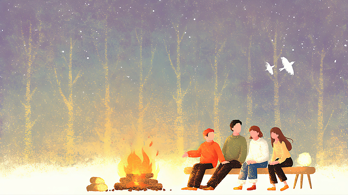 JPG 나무 겨울 벤치 일러스트 자연 탁자 불꽃 휴식 따뜻함 대화 사랑 풍경 여러명 야외 친구 우정 편안함 모닥불 소통 국내일러스트 식물 계절 감정 가구 다수 컨셉 의자 관계 불 말하기 사람 감각 생태계 파일형식