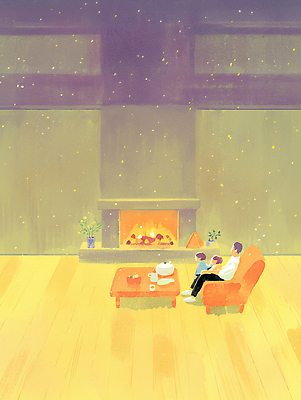 JPG 감정 겨울 거실 일러스트 가족 함께함 따뜻함 웃음 인테리어 평화 공간 모임 시간 분위기 저녁 편안함 벽난로 소통 국내일러스트 디자인 계절 컨셉 관계 표정 감각 야간 파일형식