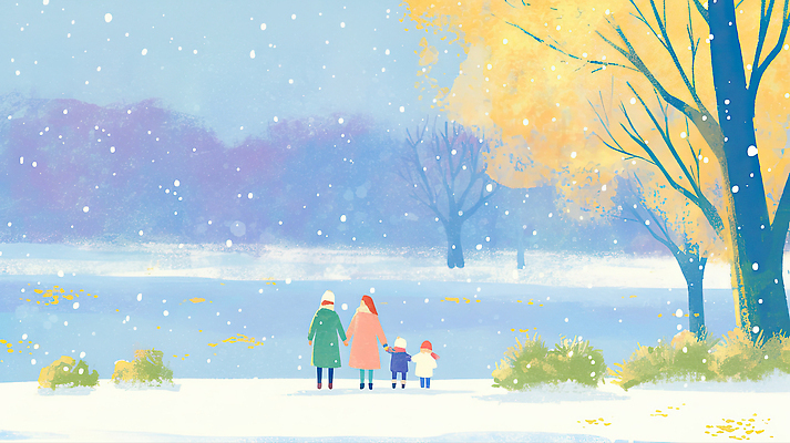 JPG 나무 공원 행복 감정 겨울 일러스트 가족 모션 자연 함께함 따뜻함 사랑 풍경 부모 산책 눈송이 추억 국내일러스트 식물 계절 공공시설 컨셉 관계 휴식 눈_날씨 생태계 파일형식