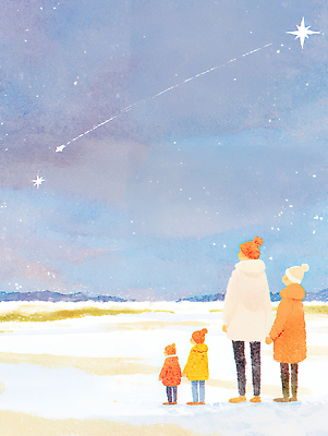 JPG 행복 별 어린이 겨울 일러스트 가족 자연 하늘 함께함 웃음 풍경 부모 감상 기쁨 유성 주위 국내일러스트 자연요소 계절 감정 컨셉 관계 표정 사람 생태계 파일형식