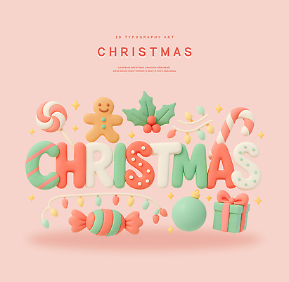 PSD 편집이미지 캐릭터 디자인 백그라운드 크리스마스 겨울 사탕 선물 타이포그라피 장식 곰인형 그림 조화 색감 편집3D 문자 계절 기념일 인형 디저트 3D 파일형식