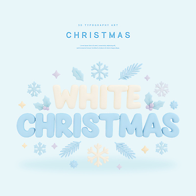 PSD 편집이미지 디자인 문화 예술 컬러 크리스마스 겨울 타이포그라피 장식 축제 기쁨 눈송이 비눗방울 오브젝트 연말 화이트크리스마스 편집3D 문자 계절 기념일 감정 눈_날씨 3D 파일형식