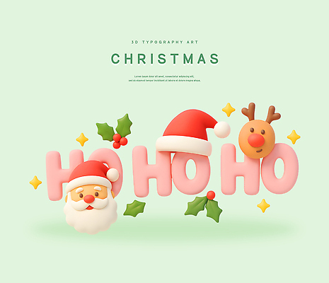 PSD 편집이미지 디자인 기념일 컬러 크리스마스 겨울 타이포그라피 그래픽 장식 산타클로스 귀여움 축제 루돌프 즐거움 창의성 테마 편집3D 문자 계절 감정 컨셉 사슴 이벤트 3D 파일형식