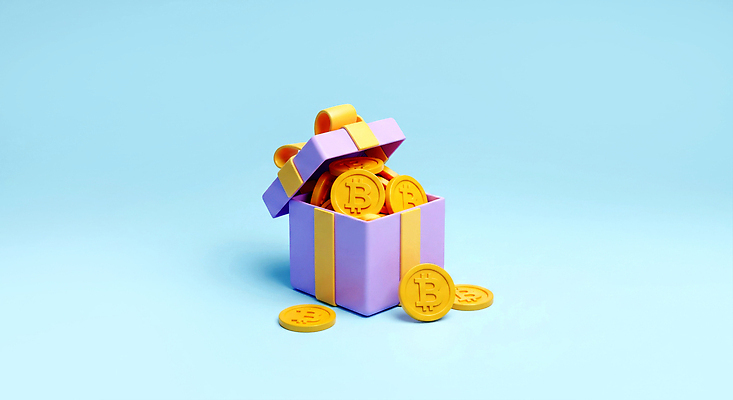 JPG 편집이미지 포장 선물 금융 경제 상자 노란색 디지털 보라색 동전 투자 가상화폐 블록체인 편집3D 스테이블코인 컬러 돈 비즈니스 3D 파일형식 4차산업