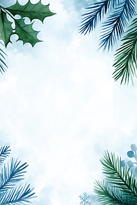 JPG 식물 계절 여유 예술 백그라운드 잎 크리스마스 겨울 일러스트 자연 하늘 수채화 프레임 장식 파란색 신선 소나무 차가움 시원함 그림 배경지 국내일러스트 AI일러스트 AI콘텐츠 나무 기념일 감정 컬러 생태계 파일형식
