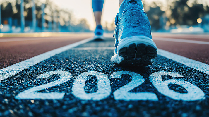 JPG 편집이미지 스포츠 아침 새해 건강 그림자 달리기 운동 햇빛 목표 체육 연습 시작 트랙 발걸음 2026년 편집실사 주간 컨셉 모션 태양 연도 CG 파일형식