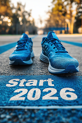 JPG 나무 편집이미지 스포츠 운동화 아침 새해 거리 건강 잔디 파란색 운동 목표 연습 시작 트랙 2026년 편집실사 주간 식물 컬러 신발 컨셉 연도 CG 파일형식