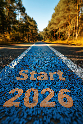 JPG 편집이미지 도로 길 상징 자연 새해 풍경 파란색 환경 고요 줄무늬 숲 시작 2026년 전경 편집실사 컬러 무늬 교통시설 연도 CG 생태계 파일형식 탑뷰