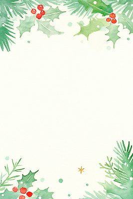 JPG 식물 디자인 열매 컬러 백그라운드 크리스마스 겨울 일러스트 자연 수채화 프레임 따뜻함 장식 초록색 크리스마스트리 축제 휴일 분위기 오브젝트 그림 국내일러스트 계절 기념일 컨셉 생태계 파일형식
