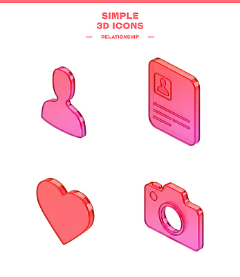 PSD 아이콘 디자인 감정 분홍색 관계 사랑 사람 그래픽 3D아이콘 카메라 하트 표현 연결 심플 신분증 모양 컬러 전자제품 증명서 파일형식