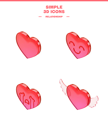 PSD 아이콘 디자인 감정 날개 관계 사랑 3D아이콘 3D 기쁨 슬픔 하트 표현 심볼 소통 긍정적 모양 컨셉 디지털합성 파일형식