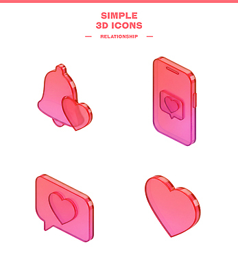 PSD 아이콘 디자인 감정 관계 사랑 3D아이콘 3D 디지털 표현 연결 심볼 소통 연분홍색 미니멀 분홍색 컨셉 디지털합성 파일형식