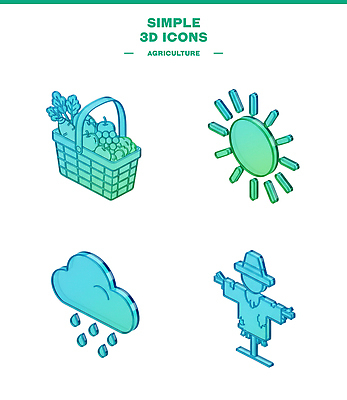 PSD 식물 아이콘 농업 채소 날씨 농작물 3D아이콘 태양 바구니 농사 수확 농부 원예 허수아비 자연요소 직업 산업 취미 파일형식