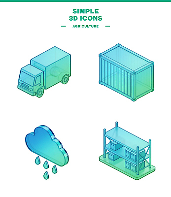 PSD 아이콘 농업 날씨 기술 농작물 3D아이콘 트럭 운송업 컨테이너 비구름 물류 인프라 산업 자동차 먹구름 파일형식 구름_자연