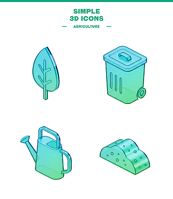 PSD 아이콘 디자인 음식 잎 농업 자연 그래픽 3D아이콘 3D 환경 정원 물뿌리개 수확 쓰레기통 식물 산업 디지털합성 생태계 파일형식
