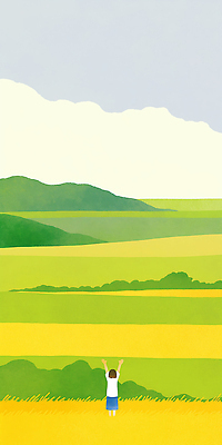 JPG 손 일러스트 자연 하늘 풍경 소년 초원 초록색 여름 태양 농경지 평화 봄 기쁨 자유 금색 언덕 즐거움 웨이브 풍요 국내일러스트 AI일러스트 AI콘텐츠 자연요소 계절 남자 감정 어린이 컬러 컨셉 신체부위 농장 생태계 파일형식