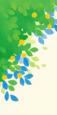 JPG 식물 꽃 예술 컬러 일러스트 자연 생명 설계 나뭇잎 풍경 장식 초록색 여름 파란색 노란색 봄 조화 뷰티풀 풍요 국내일러스트 AI일러스트 AI콘텐츠 계절 컨셉 잎 생태계 파일형식