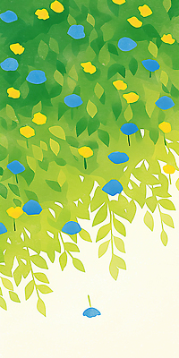 JPG 식물 꽃 화초 컬러 백그라운드 잎 일러스트 자연 생명 풍경 야외 여름 파란색 노란색 평화 정원 봄 산책 조화 뷰티풀 색채 국내일러스트 AI일러스트 AI콘텐츠 계절 컨셉 휴식 생태계 파일형식