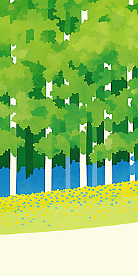 JPG 나무 꽃 일러스트 자연 하늘 생명 풍경 초록색 물 파란색 노란색 평화 환경 계곡 봄 숲 조화 울창 국내일러스트 AI일러스트 AI콘텐츠 자연요소 식물 계절 컬러 컨셉 생태계 파일형식