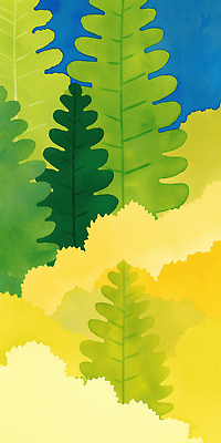 JPG 식물 예술 컬러 백그라운드 일러스트 자연 나뭇잎 수채화 회화 풍경 초록색 여름 노란색 평화 봄 그림 화가 감성 조화 뷰티풀 디지털아트 국내일러스트 AI일러스트 AI콘텐츠 직업 계절 컨셉 잎 말하기 생태계 파일형식