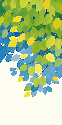 JPG 나무 식물 예술 컬러 백그라운드 잎 일러스트 자연 생명 가지 수채화 미술 풍경 초록색 여름 파란색 햇빛 노란색 봄 조화 뷰티풀 국내일러스트 AI일러스트 AI콘텐츠 계절 채소 문화예술 태양 생태계 파일형식