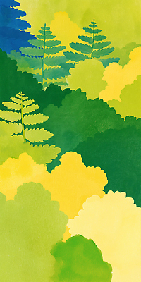 JPG 나무 식물 여유 잎 일러스트 자연 휴식 풍경 초록색 컬러풀 노란색 평화 환경 봄 신선 숲 조화 뷰티풀 차분 국내일러스트 AI일러스트 AI콘텐츠 계절 감정 컬러 컨셉 생태계 파일형식