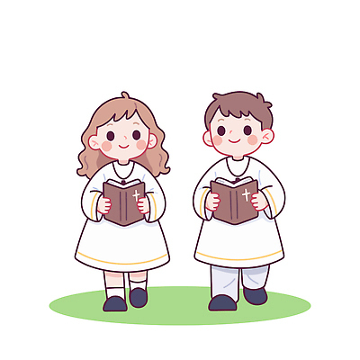 행복 종교 어린이 일러스트 동화 함께함 소녀 소년 친구 교회 걷기 믿음 성경 표현 장면 예복 국내일러스트 AI파일 옷 여자 남자 감정 컨셉 종교용품 관계 종교건축 모션 사람 건물 파일형식 벡터