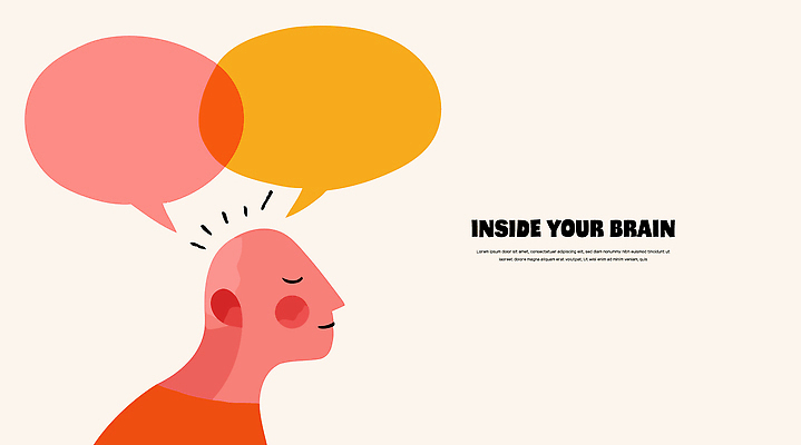 디자인 감정 예술 상징 컬러 말풍선 생각 일러스트 모션 아이디어 사람 머리 표현 뇌 이미지 소통 반응 의사소통 창의력 국내일러스트 AI파일 컨셉 신체부위 파일형식 벡터