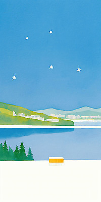 JPG 나무 별 호수 컬러 겨울 일러스트 자연 하늘 산 창조 풍경 건물 물 반짝임 환경 고요 그림 조화 뷰티풀 국내일러스트 자연요소 식물 건축물 계절 모션 생태계 파일형식