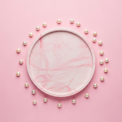 JPG 편집이미지 디자인 예술 분홍색 백그라운드 쟁반 장식 인테리어 촬영 원형 오브젝트 소프트 스타일 편집실사 도형 컬러 CG 파일형식