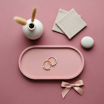 JPG 식물 편집이미지 디자인 분홍색 백그라운드 장신구 인테리어 세트 꽃병 귀걸이 전시 우아함 보석 오브젝트 패브릭 스타일 편집실사 꽃 컬러 컨셉 직물 광석 CG 파일형식