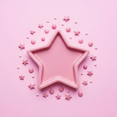 JPG 편집이미지 디자인 별 분홍색 컬러 백그라운드 문구용품 쟁반 장식 인테리어 방울 고급 편안함 오브젝트 심플 편집실사 자연요소 컨셉 감각 CG 파일형식