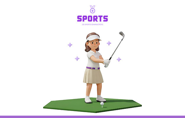 PSD 편집이미지 캐릭터 디자인 여자 스포츠 골프 공 모션 운동선수 3D캐릭터 취미 그래픽 운동 3D 라켓 준비 편집3D 스포츠용품 건강 사람 구기 디지털합성 파일형식