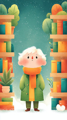 JPG 식물 캐릭터 겨울 일러스트 상상 책장 이야기 소년 책 독서 귀여움 스카프 관찰 편안함 오브젝트 감성 서점 국내일러스트 계절 남자 어린이 가구 컨셉 모션 상점 목도리 감각 파일형식