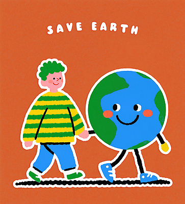 PSD 캐릭터 기념일 행복 지구 어린이 컬러 일러스트 모션 수채화 미소 걷기 환경 손잡기 메시지 즐거움 친환경 국내일러스트 감정 표정 사람 이벤트 파일형식