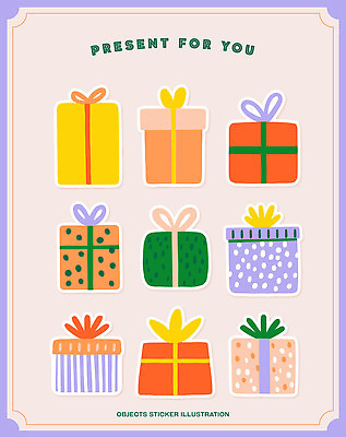 디자인 기념일 행복 감정 리본 컬러 백그라운드 스티커 크리스마스 일러스트 문구용품 발렌타인데이 선물 이벤트 장식 상자 파티 축하 국내일러스트 AI파일 컨셉 데이이벤트 오브젝트 파일형식 벡터