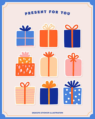 디자인 감정 리본 컬러 스티커 패턴 일러스트 선물 장식 상자 귀여움 다양 생일 화려 배열 만들기 슈퍼마켓 뷰티풀 국내일러스트 AI파일 기념일 다수 컨셉 무늬 모션 상점 파일형식 벡터