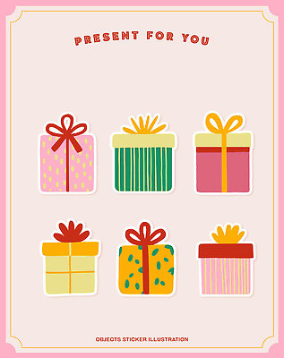 디자인 기념일 리본 컬러 스티커 크리스마스 패턴 일러스트 선물 이벤트 장식 인테리어 상자 파티 귀여움 축제 생일 즐거움 국내일러스트 AI파일 감정 컨셉 무늬 파일형식 벡터