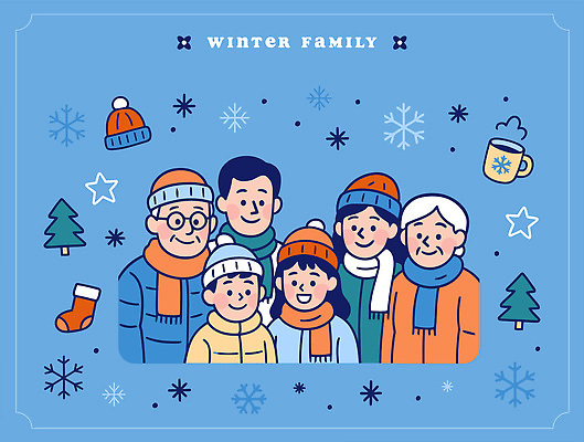 기념일 행복 크리스마스 겨울 일러스트 가족 따뜻함 웃음 부모 스카프 만남 추억 즐거움 형제 국내일러스트 AI파일 계절 남자 감정 컨셉 관계 표정 이벤트 목도리 파일형식 벡터