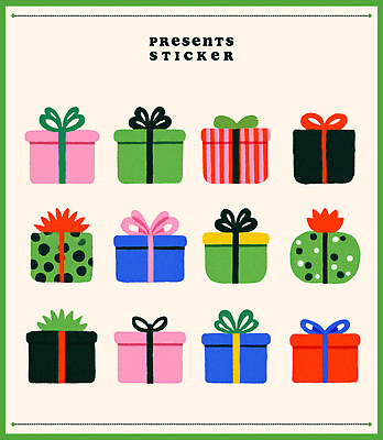 PSD 디자인 계절 기념일 행복 리본 컬러 스티커 크리스마스 패턴 일러스트 선물 장식 상자 축제 기쁨 매력적 즐거움 그림 색감 국내일러스트 감정 컨셉 무늬 이벤트 파일형식