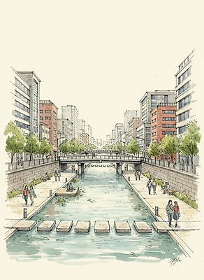 JPG 여유 여행 일러스트 자연 거리 사람 풍경 건물 강 걷기 도시 그림 수로 생동감 국내일러스트 건축물 감정 모션 생태계 파일형식