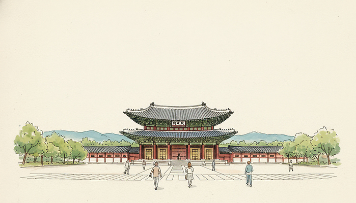 JPG 나무 전통 건축물 문화 여행 일러스트 자연 풍경 여러명 여행객 평화 산책 궁전 역사 그림 장면 조용 뷰티풀 오후 전경 국내일러스트 식물 건축 다수 컨셉 고건축 휴식 사람 생태계 파일형식 탑뷰