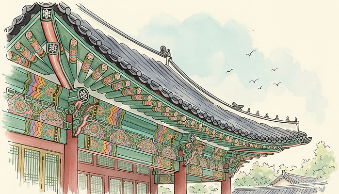 JPG 전통 건축 문화 예술 일러스트 창문 자연 지붕 한옥 한국 기와 풍경 장식 기둥 역사 조선소 고풍 뷰티풀 색채 국내일러스트 한국전통 산업 아시아 고건축 생태계 파일형식