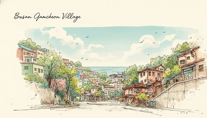 JPG 건축물 문화 길 여유 예술 바다 여행 일러스트 자연 하늘 주택 한국 풍경 마을 그림 부산 뷰티풀 주민 국내일러스트 건축 감정 아시아 건물 생태계 파일형식