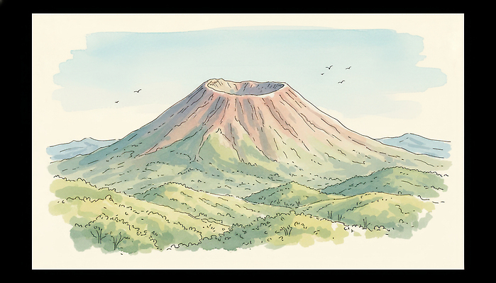 JPG 여유 여행 백그라운드 일러스트 자연 하늘 산 풍경 평화 탐험 숲 그림 화산 조용 뷰티풀 경관 국내일러스트 감정 컨셉 생태계 파일형식