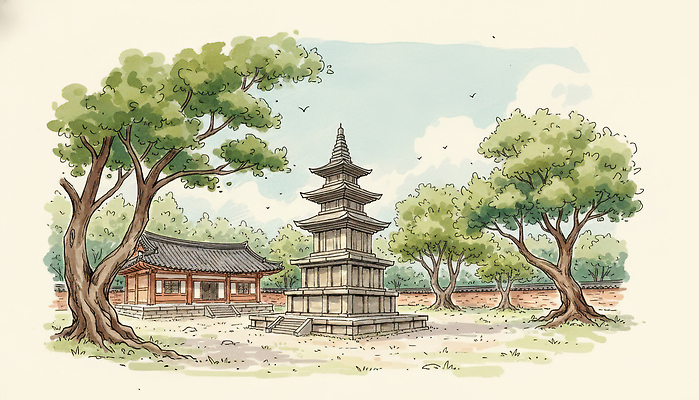 JPG 나무 전통 문화 예술 여행 일러스트 자연 한국 풍경 건물 마을 탑 고요 전시 사원 역사 그림 조경 뷰티풀 국내일러스트 식물 건축물 아시아 비즈니스 생태계 파일형식